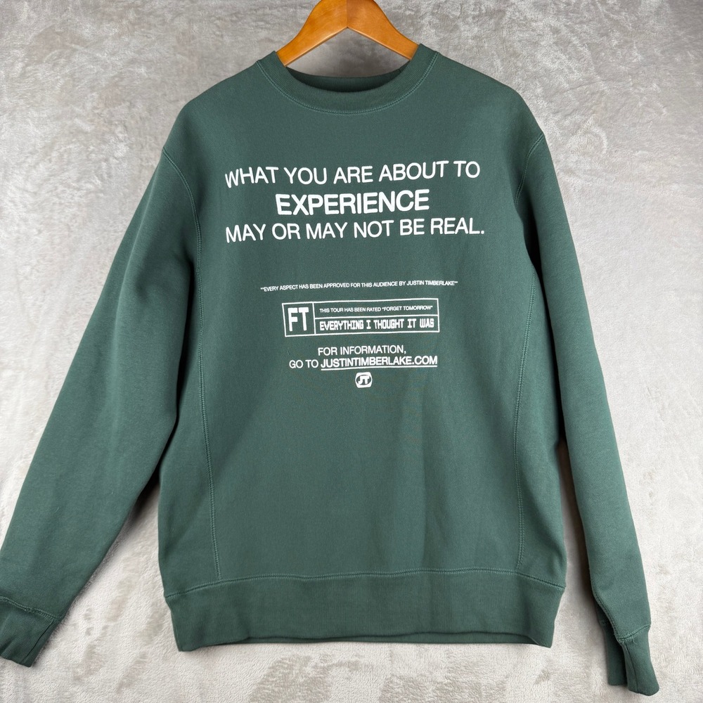 Justin Timberlake Forget Tomorrow World Tour Green Graphic Sweatshirt‎ Medium